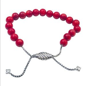 David Yurman red coral spiritual beaded bracelet